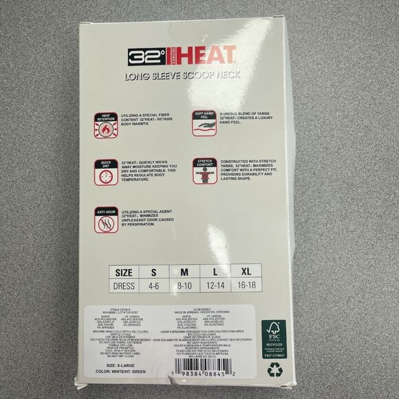 NEW 32 Degrees Women's XL 2-Pack Long Sleeve Scoop Neck Shirts White & Green - Picture 3 of 5